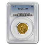 $3 Gold Princess AU-53 NGC/PCGS
