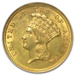 $3 Gold Princess MS-61 NGC/PCGS