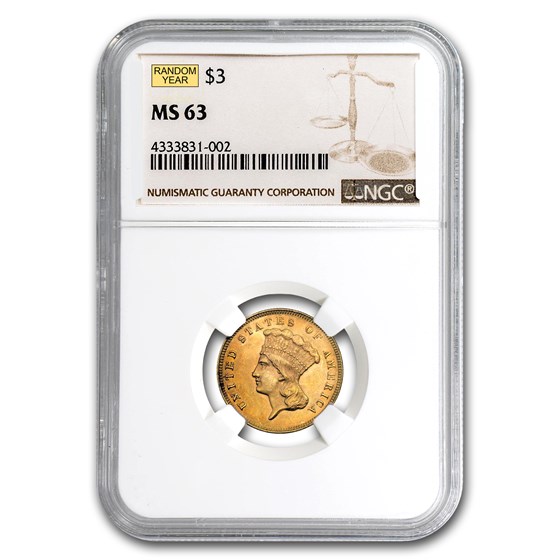 $3 Gold Princess MS-63 NGC/PCGS