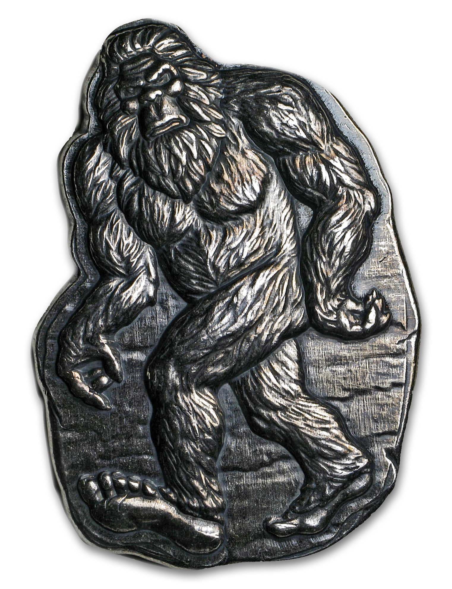 Buy 3 oz Hand Poured Silver Bar - Bigfoot (w/Leather Pouch) | APMEX