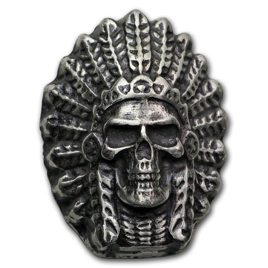 3 oz Hand Poured Silver - Chieftain Skull