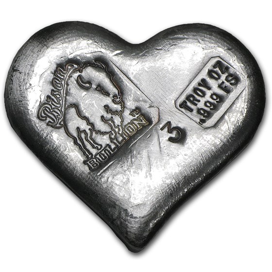 3 oz Hand Poured Silver Heart 3 oz Hand Poured Silver Heart