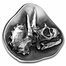 3 oz Hand Poured Silver - MPM (Triceratop Fossil, w/Wooden Crate)