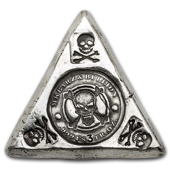 3 oz Hand Poured Silver Triangle - Captains Loot 3 oz Hand Poured Silver Triangle - Captains Loot
