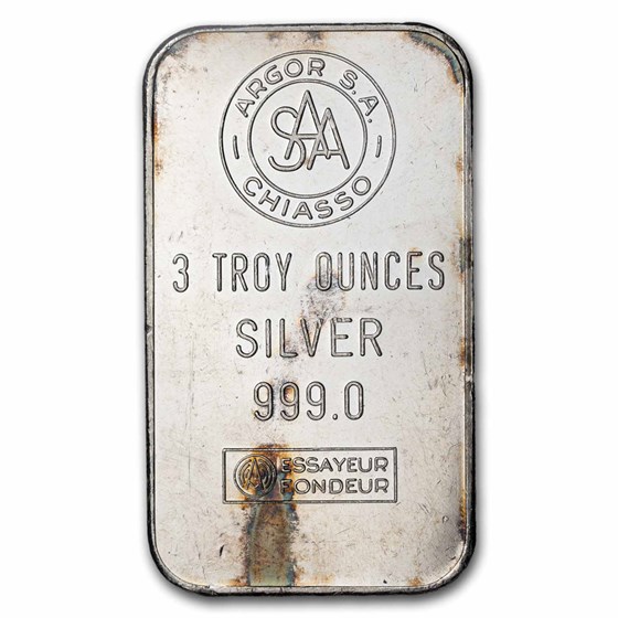 3 oz Silver Bar - Argor S. A. Chiasso