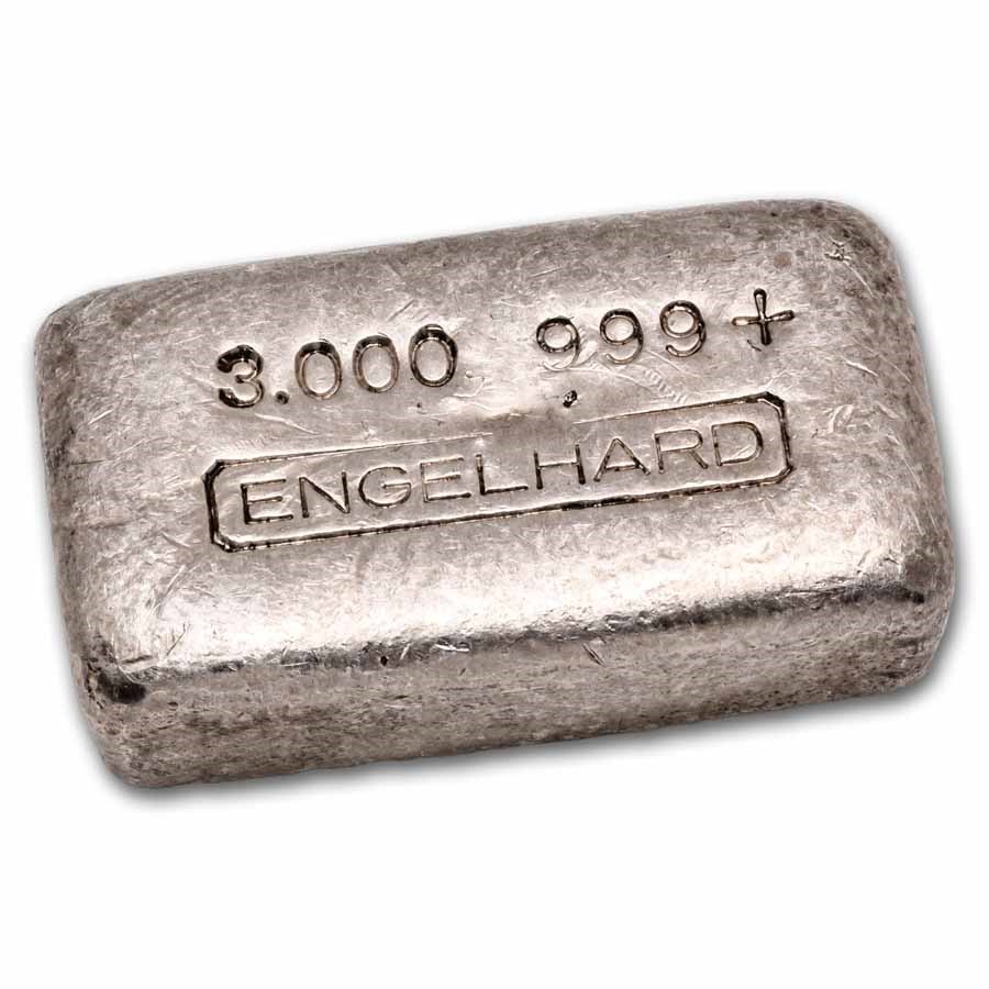 3 oz Silver Bar - Engelhard (Vintage, Serial Absent)