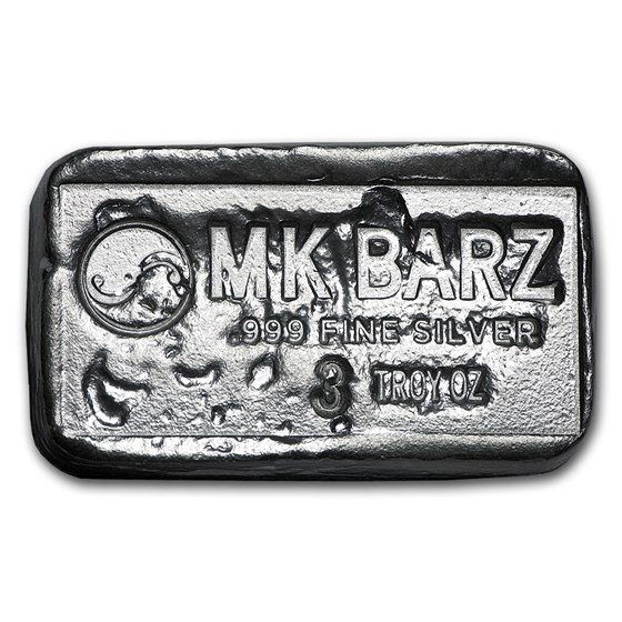 3 oz Silver Bar - MK Barz & Bullion 3 oz Silver Bar - MK Barz & Bullion