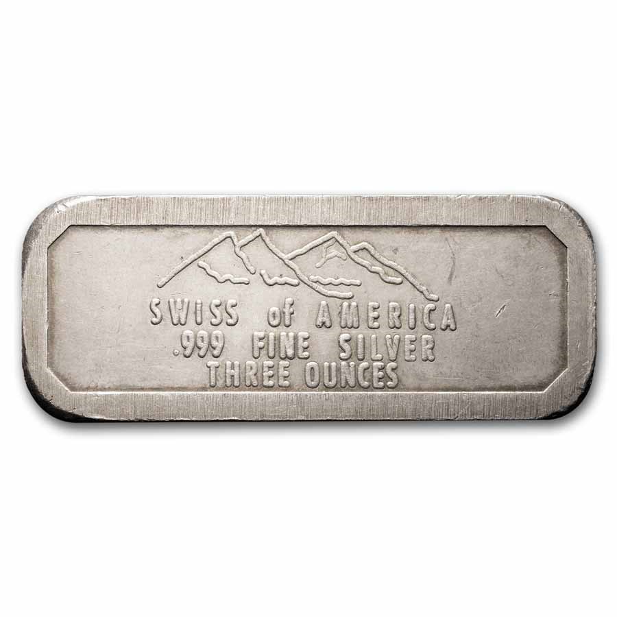 3 oz Silver Bar - Swiss of America (Ingot Bar)