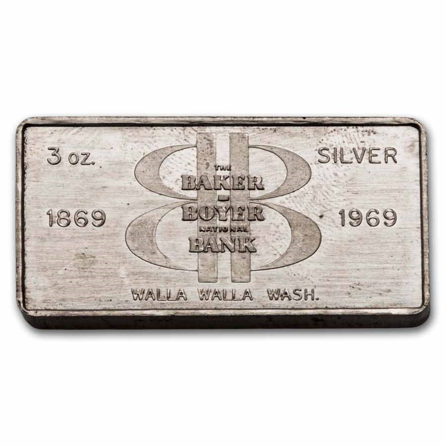 3 oz Silver Bar - W.H. Foster Walla Walla WA (Random Motif)