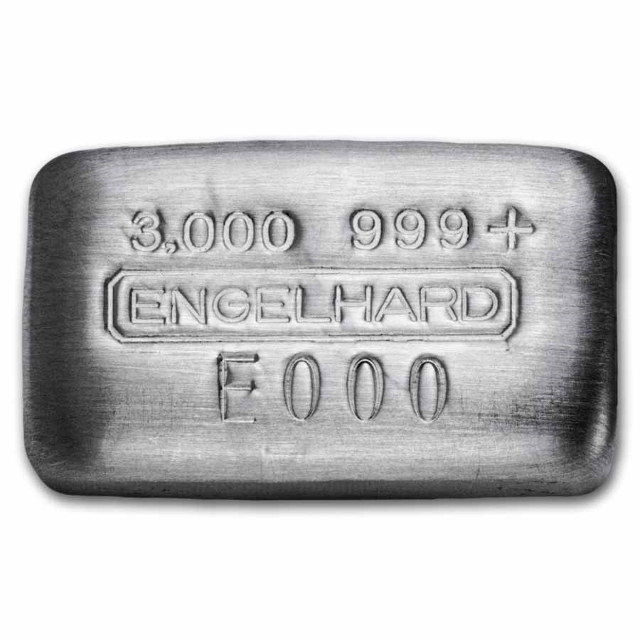 3 oz Silver Cast Bar - Engelhard Revived COA 2
