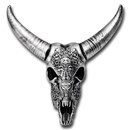 3 oz Silver Hand Poured Statue - Decorated Longhorn Skull