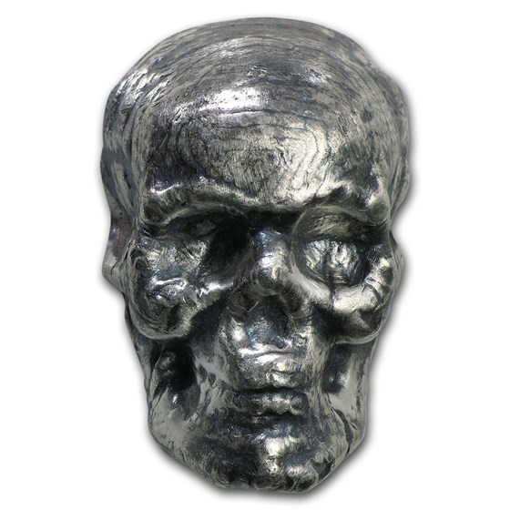 3 oz Silver - MK Barz & Bullion (3D Skull) 3 oz Silver - MK Barz & Bullion (3D Skull)