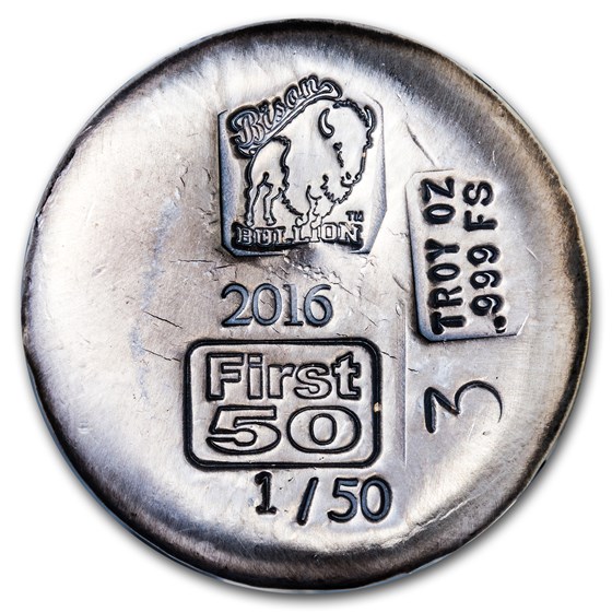 3 oz Silver Round - Bison Bullion (1st 50 Issued, Serial #1) 3 oz Silver Round - Bison Bullion (1st 50 Issued, Serial #1)
