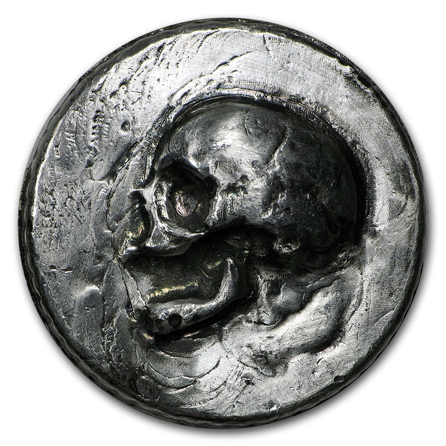 3 oz UHR Hand Poured Silver Round - Skull