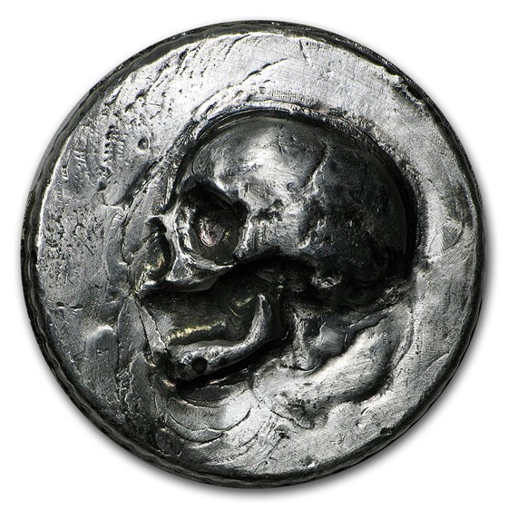 3 oz UHR Hand Poured Silver Round - Skull 3 oz UHR Hand Poured Silver Round - Skull