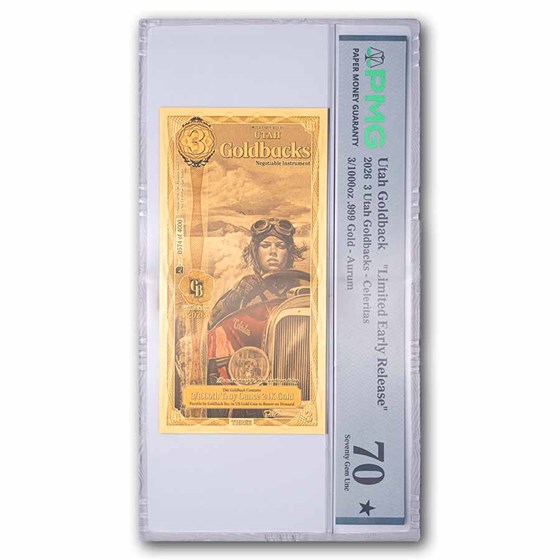 3 Utah Goldback 24k Gold PMG 70 Limited Early Release