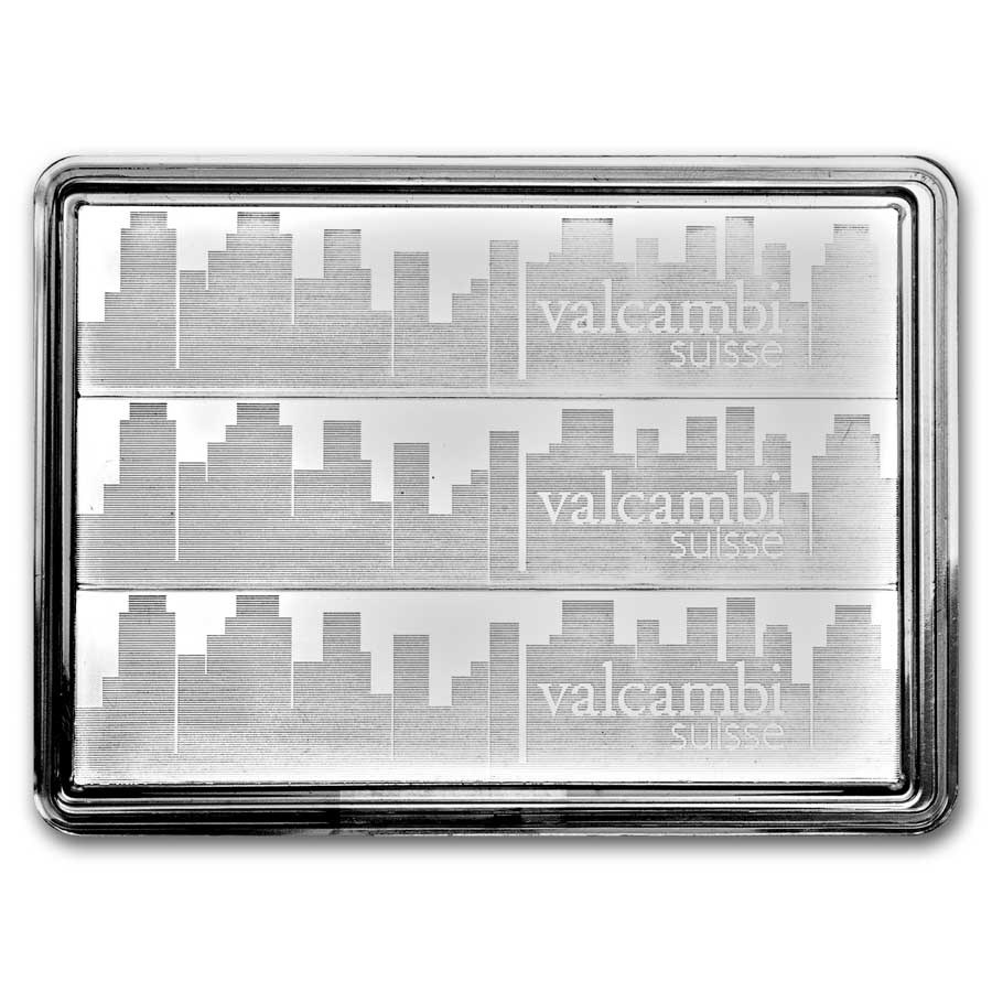 3 x 1 oz Silver Bar - Valcambi Silver Skyline CombiBar™ (w/Assay)