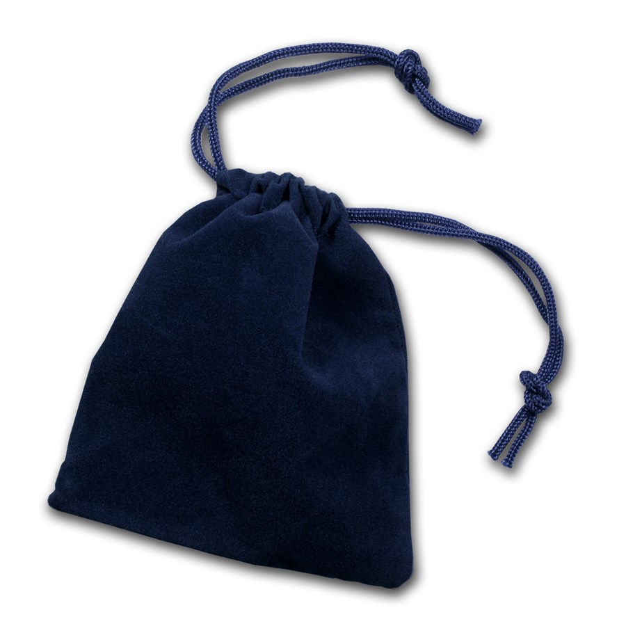Buy 3 x 4 Velour Draw String Pouch (Navy Blue) | APMEX