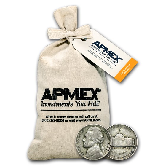 35% Silver War Nickels $50 Face Value Bag 35% Silver War Nickels $50 Face Value Bag