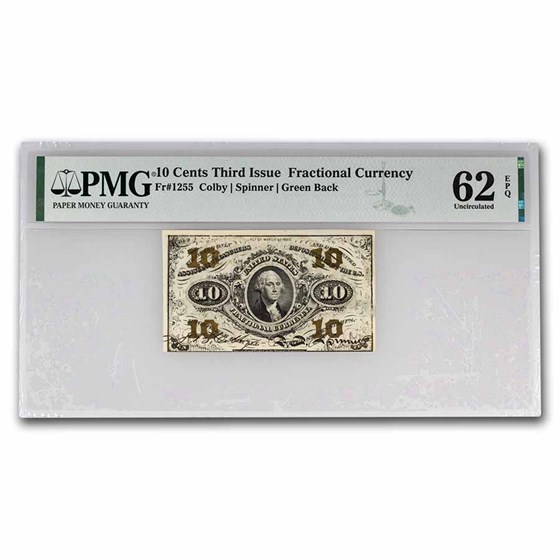 3rd Issue Fractional Currency 10 Cents CU-62 EPQ PMG (Fr#1255) 3rd Issue Fractional Currency 10 Cents CU-62 EPQ PMG (Fr#1255)