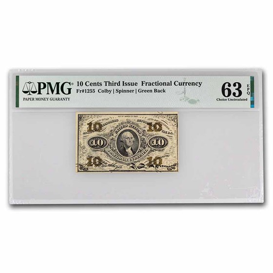 3rd Issue Fractional Currency 10 Cents CU-63 EPQ PMG(Fr#1255) 3rd Issue Fractional Currency 10 Cents CU-63 EPQ PMG(Fr#1255)