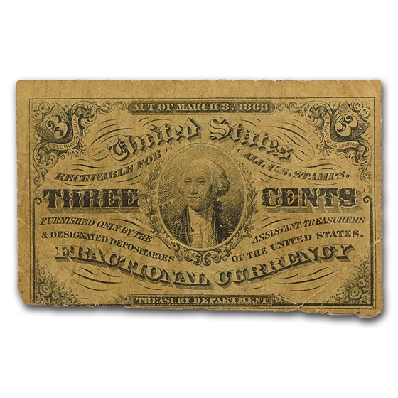 3rd Issue Fractional Currency 3 Cents VF (Fr#1226) 3rd Issue Fractional Currency 3 Cents VF (Fr#1226)