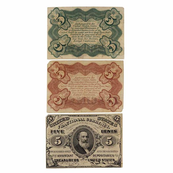3rd Issue Fractional Currency 5 Cents AU (Fr#1236SP) SPECIMEN Set 3rd Issue Fractional Currency 5 Cents AU (Fr#1236SP) SPECIMEN Set