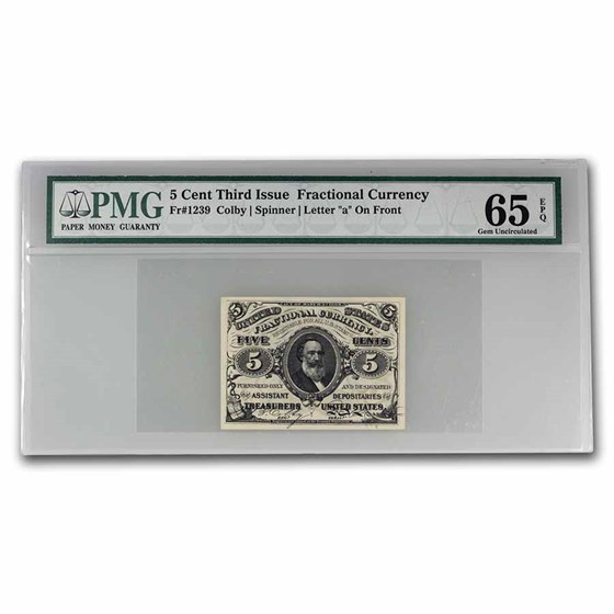 3rd Issue Fractional Currency 5 Cents GEM CU-65 EPQ PMG (Fr#1239) 3rd Issue Fractional Currency 5 Cents GEM CU-65 EPQ PMG (Fr#1239)