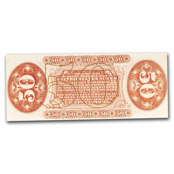 3rd Issue Fractional Currency 50 Cents AU(Fr#1343)Back Specimen 3rd Issue Fractional Currency 50 Cents AU(Fr#1343)Back Specimen