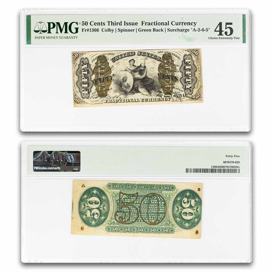 3rd Issue Fractional Currency 50 Cents Choice XF-45 (Fr#1366)