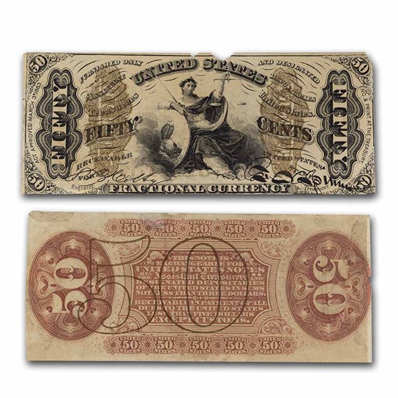 3rd Issue Fractional Currency 50 Cents XF(Fr#1343)Specimen Detail 3rd Issue Fractional Currency 50 Cents XF(Fr#1343)Specimen Detail