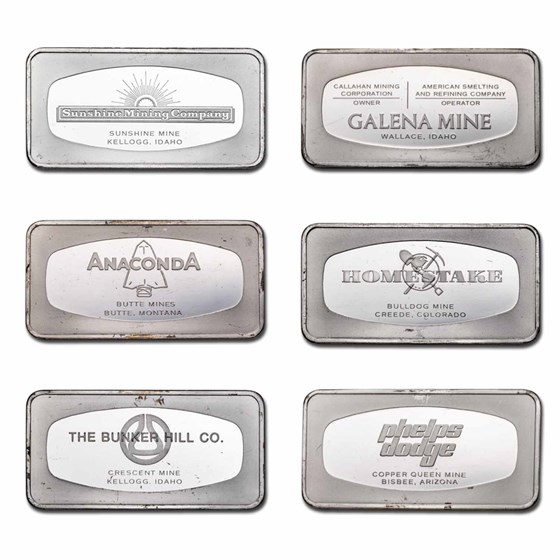 4.17 oz Silver Bar - Franklin Mint Western Mines (Random Motif)
