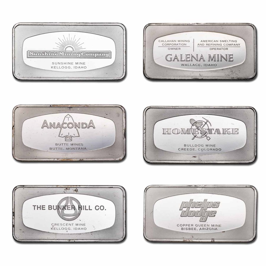 4.17 oz Silver Bar - Franklin Mint Western Mines (Random Motif)