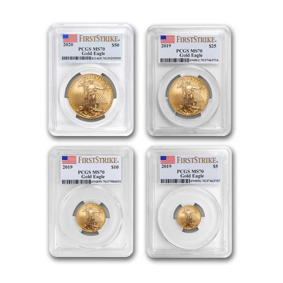 4-Coin American Gold Eagle Set MS-70 PCGS (Random Year)