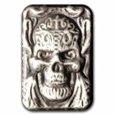 4 oz Cast Poured Silver Bar - Skull Chief (Bunker Bullion)