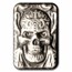4 oz Cast Poured Silver Bar - Skull Chief (Bunker Bullion)