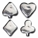 4 oz Hand Poured Silver - Set of 4 1oz Silver Playing Card Suits