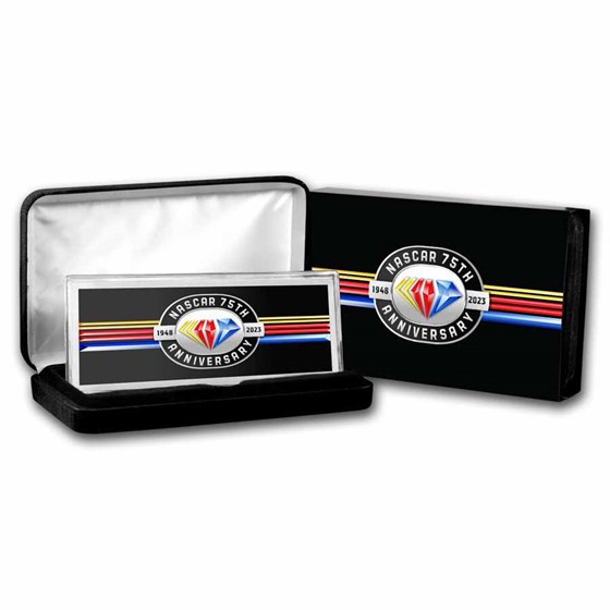 4 oz NASCAR 75th Double Sided Colorized Silver Bar 4 oz NASCAR 75th Double Sided Colorized Silver Bar