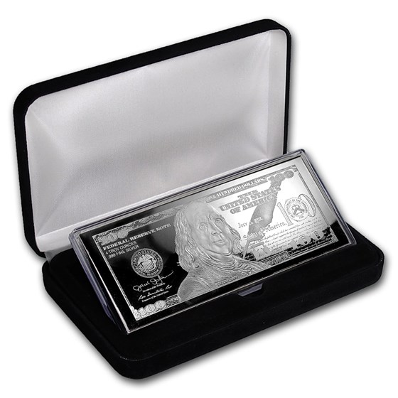 4 oz Silver Bar - 2017 $100 Bill (w/Box & COA) 4 oz Silver Bar - 2017 $100 Bill (w/Box & COA)
