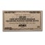 4 oz Silver Bar - 2020 $100 Bill (w/Box & COA)