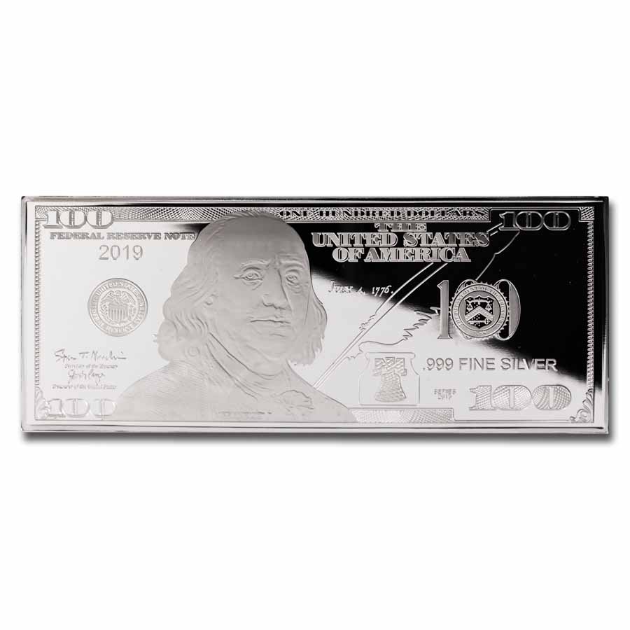 Buy 4 oz Silver Bar - Ben Franklin $100 (Replica) | APMEX
