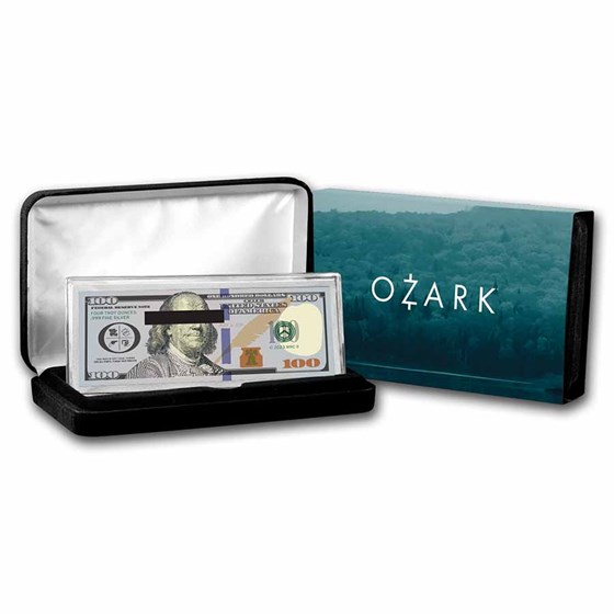 4 oz Silver Bar - Ozark $100 Bill (w/Box & COA) 4 oz Silver Bar - Ozark $100 Bill (w/Box & COA)