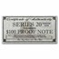 4 oz Silver Colorized Bar - $100 Bill (w/Box & COA)