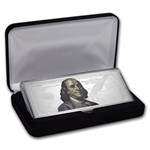 4 oz Silver Colorized Bar - $100 Bill (w/Box & COA)