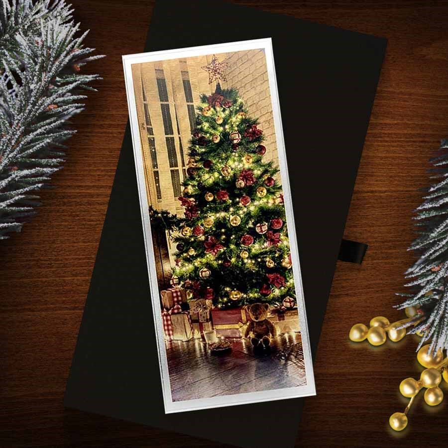 4 oz Silver Colorized Bar - Christmas Tree (Vertical, w/Box)