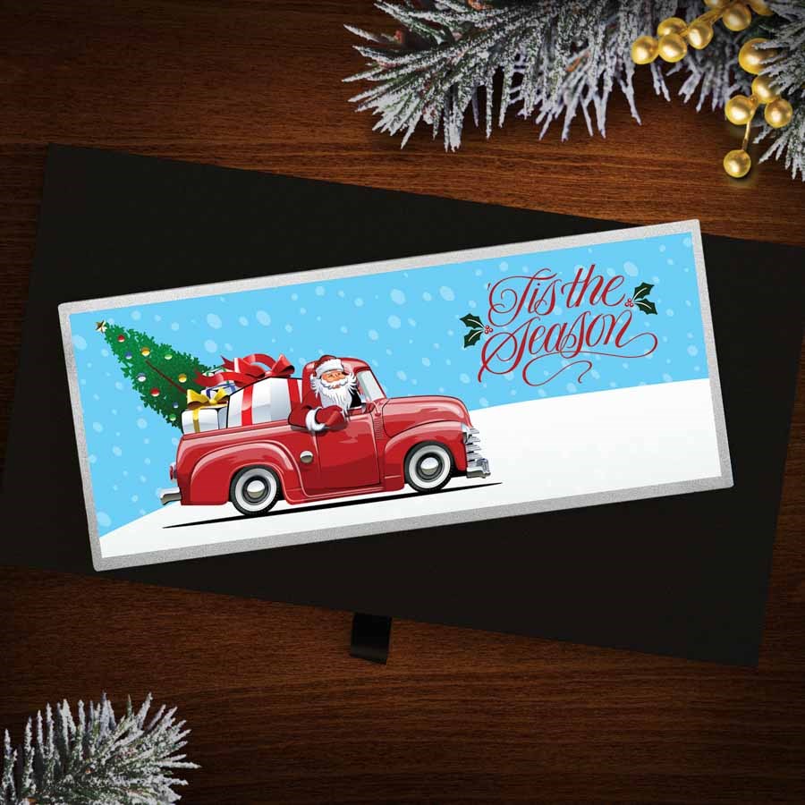 4 oz Silver Colorized Bar - Farm Truck Santa (w/Box)