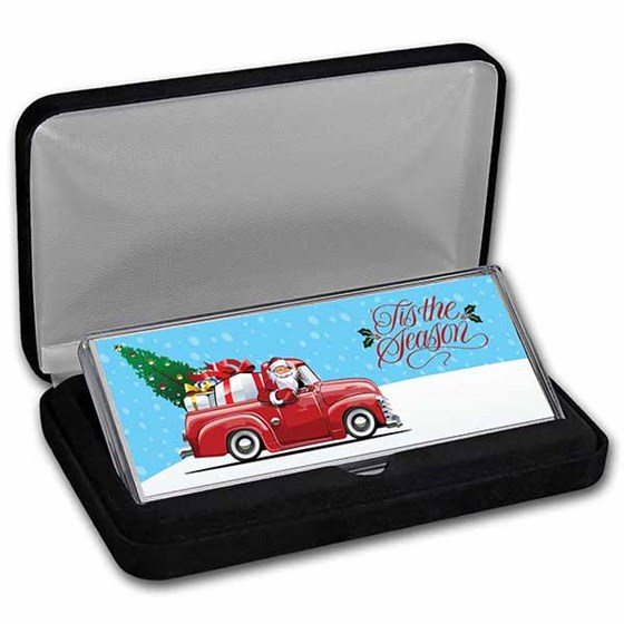 4 oz Silver Colorized Bar - Farm Truck Santa (w/Box) 4 oz Silver Colorized Bar - Farm Truck Santa (w/Box)