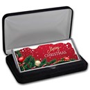 4 oz Silver Colorized Bar - Garland "Merry Christmas" (w/Box)