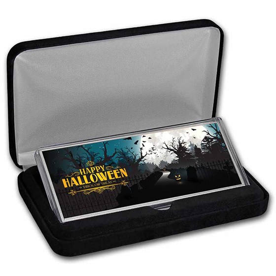 4 oz Silver Colorized Bar - (Happy Halloween "Graveyard") 4 oz Silver Colorized Bar - (Happy Halloween "Graveyard")