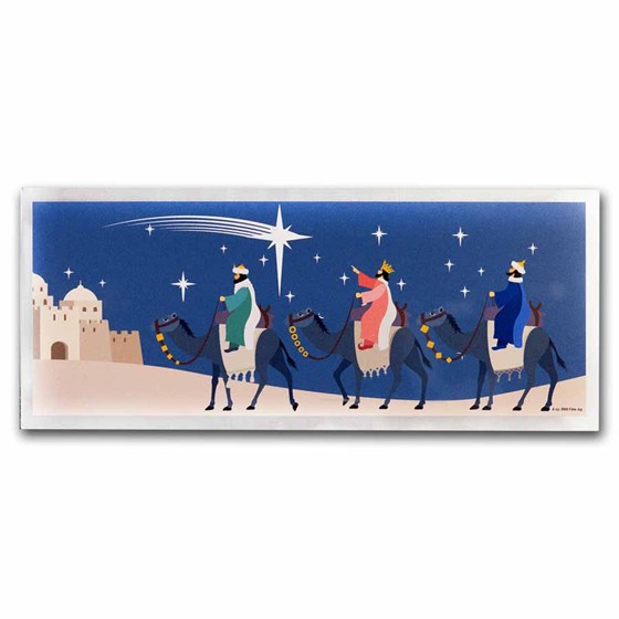 4 oz Silver Colorized Bar - Nativity and Three Wise Men (w/Box)